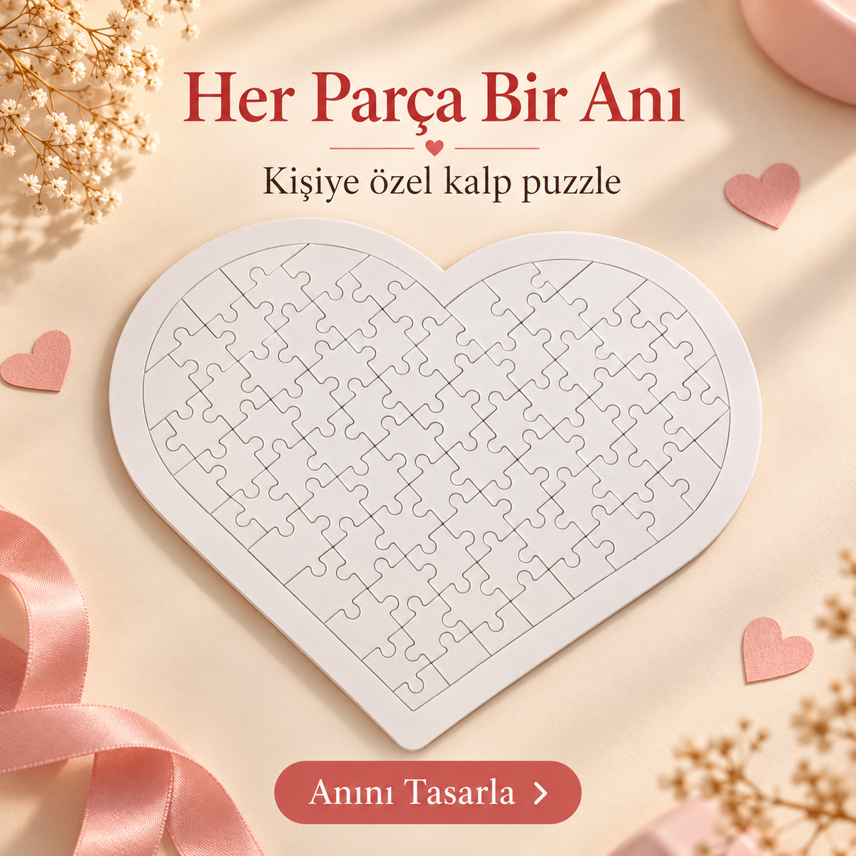 Kişiye Özel Fotoğraflı Kalp Şeklinde Puzzle