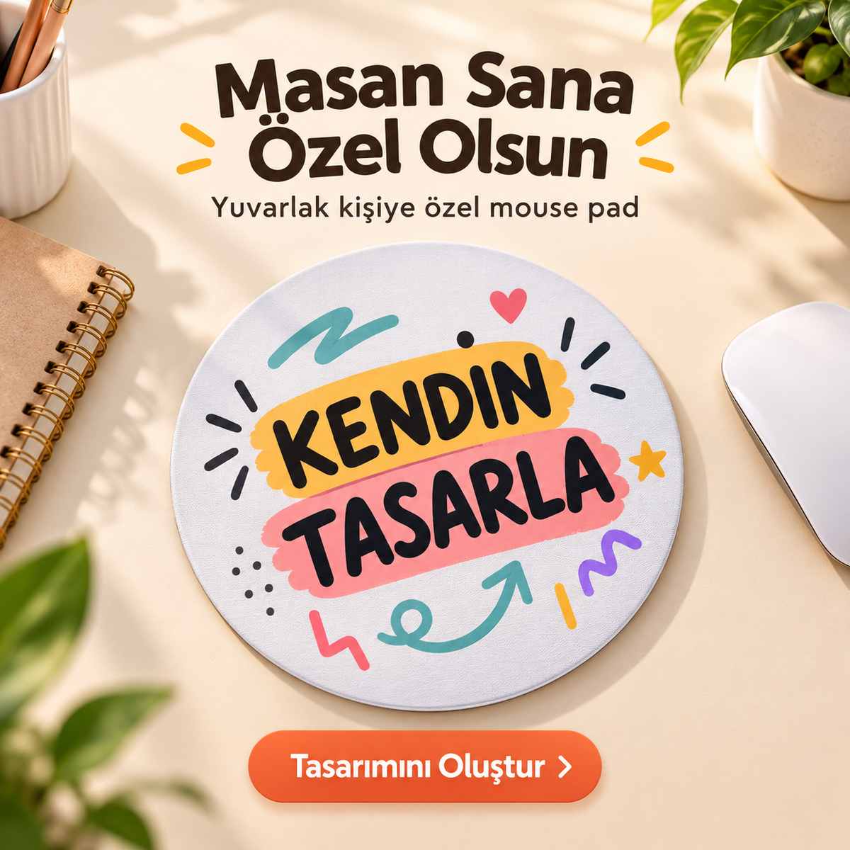 Kişiye Özel Fotoğraflı Yuvarlak Mousepad